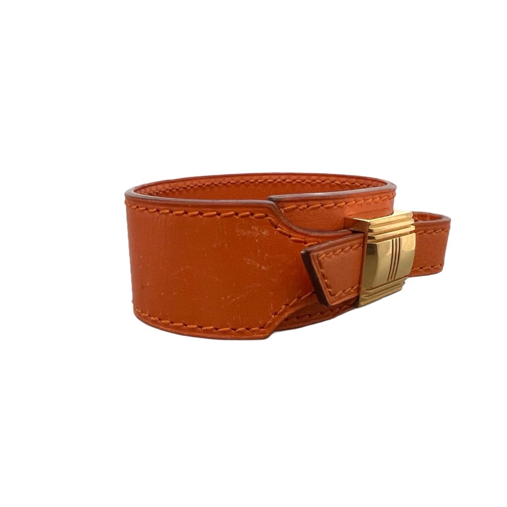 ❌SOLD❌Hermès Artemis Orange Leather Gold Buckle Bracelet w/COA: All Sales Final - Picture 6 of 6